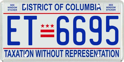 DC license plate ET6695