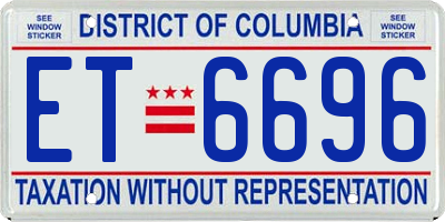 DC license plate ET6696