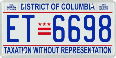 DC license plate ET6698