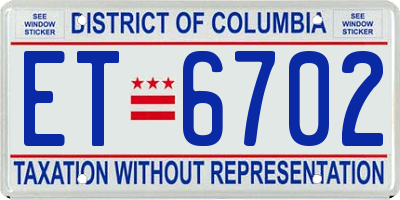 DC license plate ET6702
