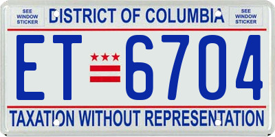 DC license plate ET6704
