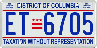 DC license plate ET6705