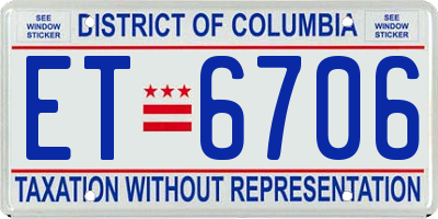 DC license plate ET6706