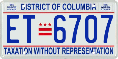 DC license plate ET6707