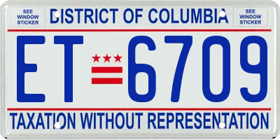 DC license plate ET6709