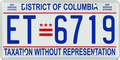 DC license plate ET6719