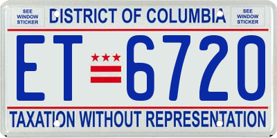 DC license plate ET6720