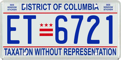 DC license plate ET6721