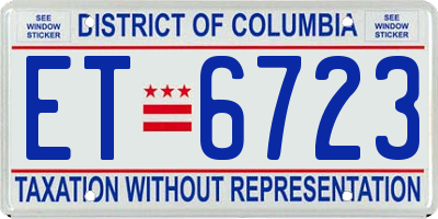 DC license plate ET6723