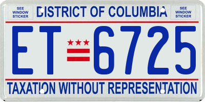 DC license plate ET6725