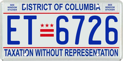 DC license plate ET6726
