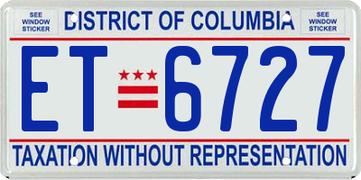 DC license plate ET6727