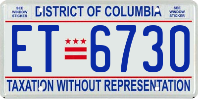 DC license plate ET6730