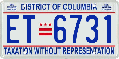 DC license plate ET6731