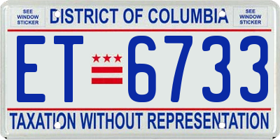 DC license plate ET6733