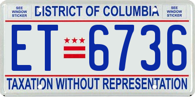 DC license plate ET6736