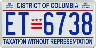 DC license plate ET6738