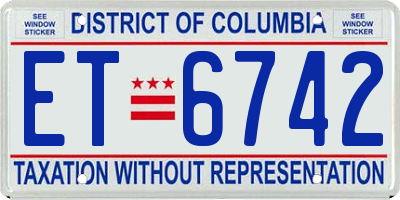 DC license plate ET6742