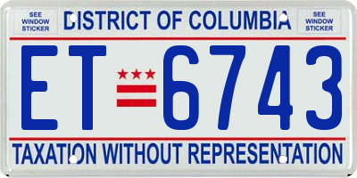 DC license plate ET6743