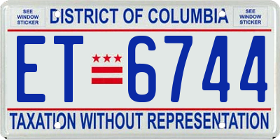 DC license plate ET6744
