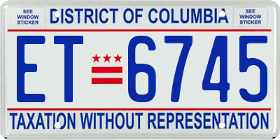 DC license plate ET6745