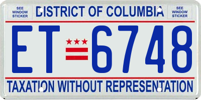 DC license plate ET6748