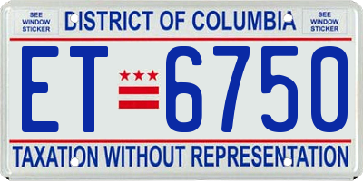 DC license plate ET6750