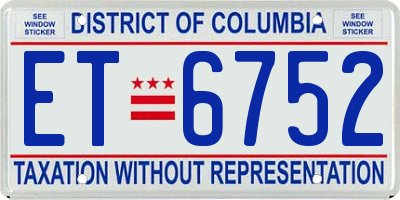 DC license plate ET6752