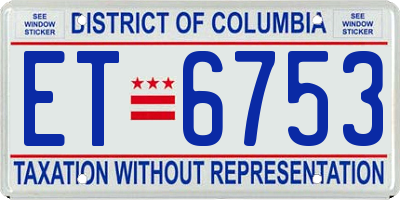 DC license plate ET6753