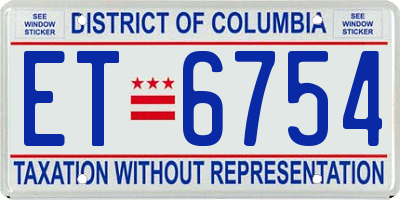 DC license plate ET6754