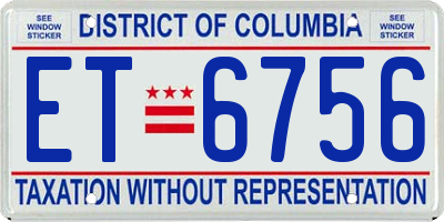 DC license plate ET6756