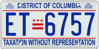 DC license plate ET6757
