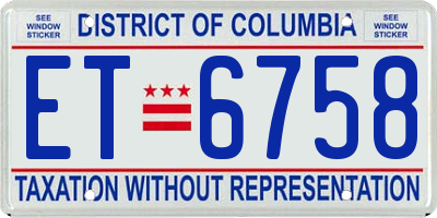 DC license plate ET6758