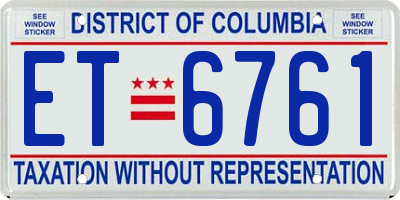 DC license plate ET6761