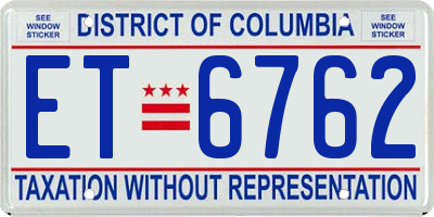 DC license plate ET6762