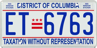 DC license plate ET6763