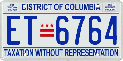 DC license plate ET6764