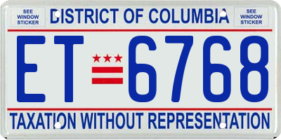 DC license plate ET6768