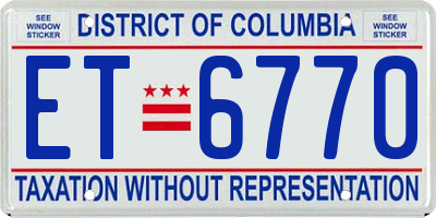 DC license plate ET6770
