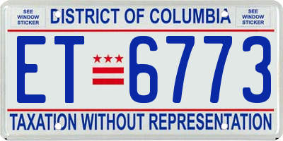 DC license plate ET6773