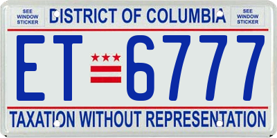 DC license plate ET6777
