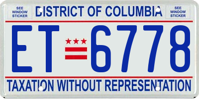 DC license plate ET6778