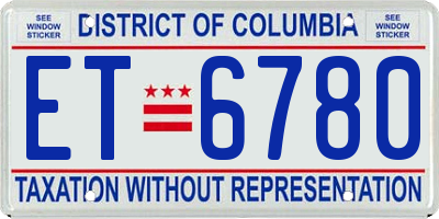 DC license plate ET6780