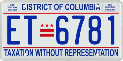 DC license plate ET6781