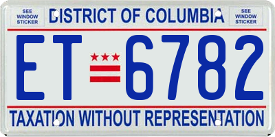 DC license plate ET6782
