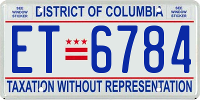 DC license plate ET6784