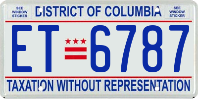 DC license plate ET6787