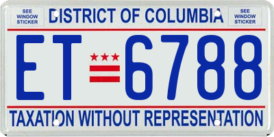 DC license plate ET6788