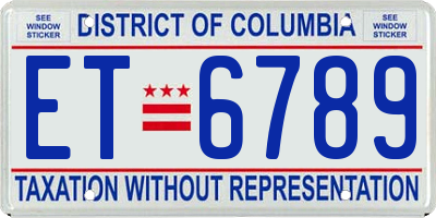DC license plate ET6789