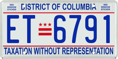 DC license plate ET6791